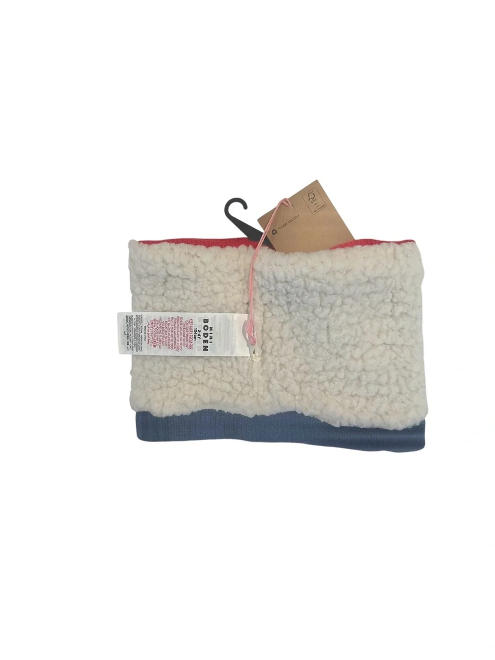 Mini Boden College Navy Fair Isle Snood Wool Winter Headband Red White Blue NEW